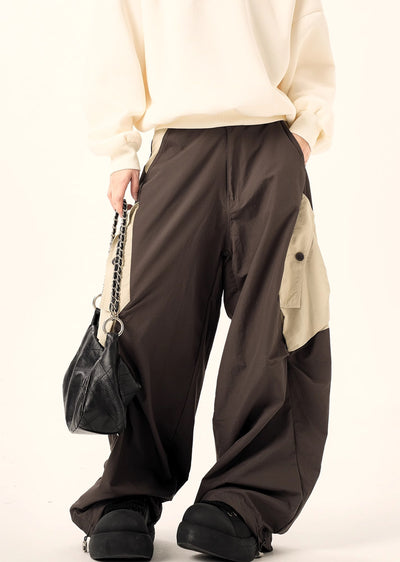 【H GANG X】Double color nylon over wide silhouette casual pants  HX0079