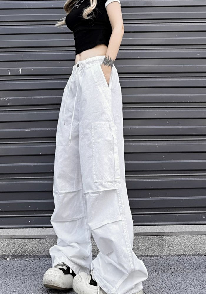 【W3】Simple base color monochrome wide silhouette pants  WO0086