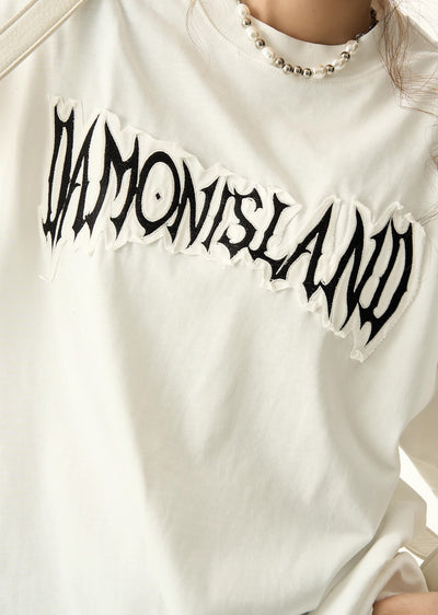 【H GANG X】Front simple initial design monochrome short sleeve T-shirt  HX0044