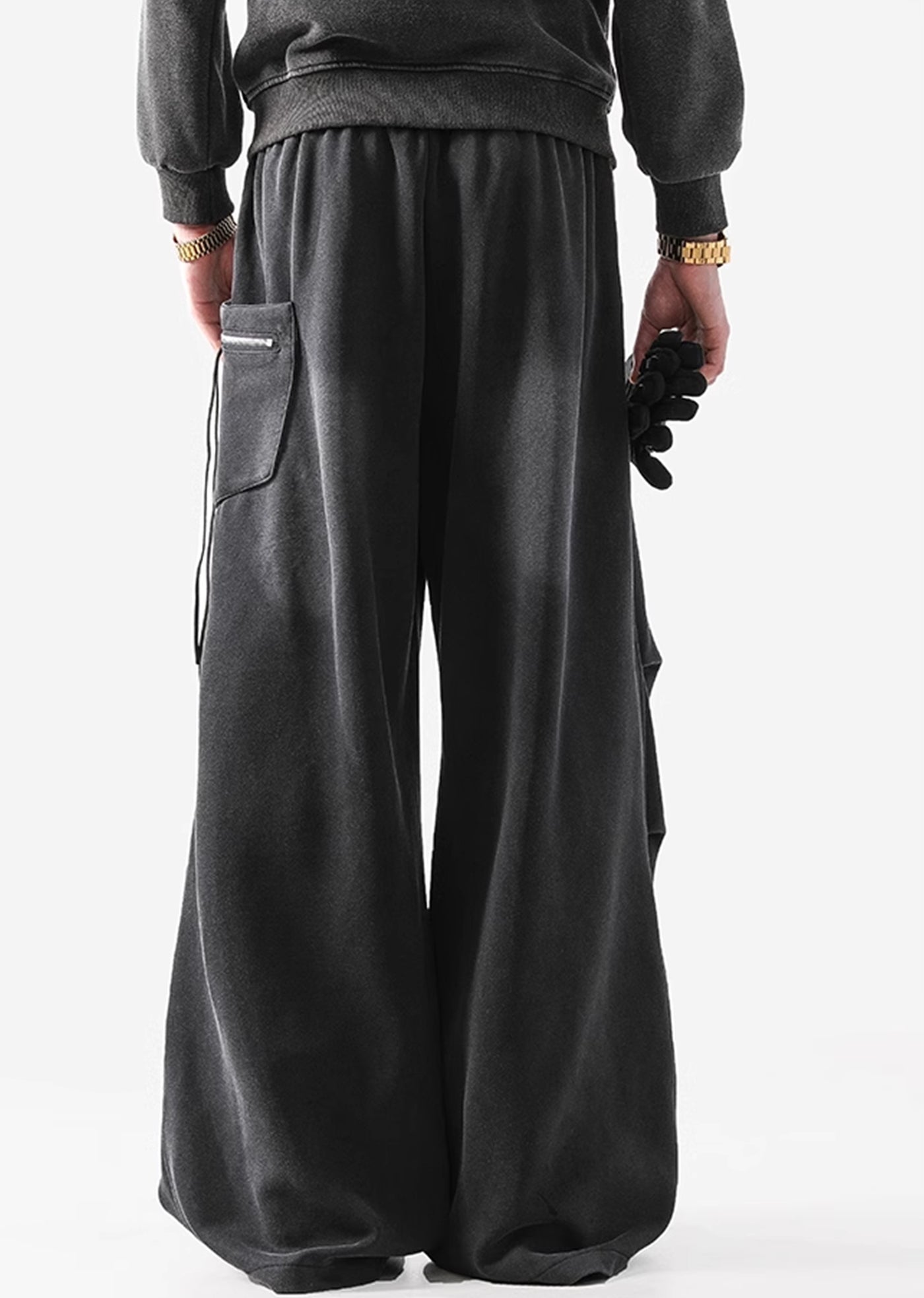 【ACRARDIC】Washed wide silhouette dark sweat cargo pants  AI0023