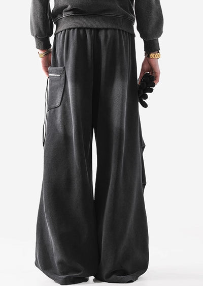 【ACRARDIC】Washed wide silhouette dark sweat cargo pants  AI0023