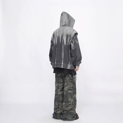 【Mz】Grunge monotone wash design full zip hoodie  MZ0027