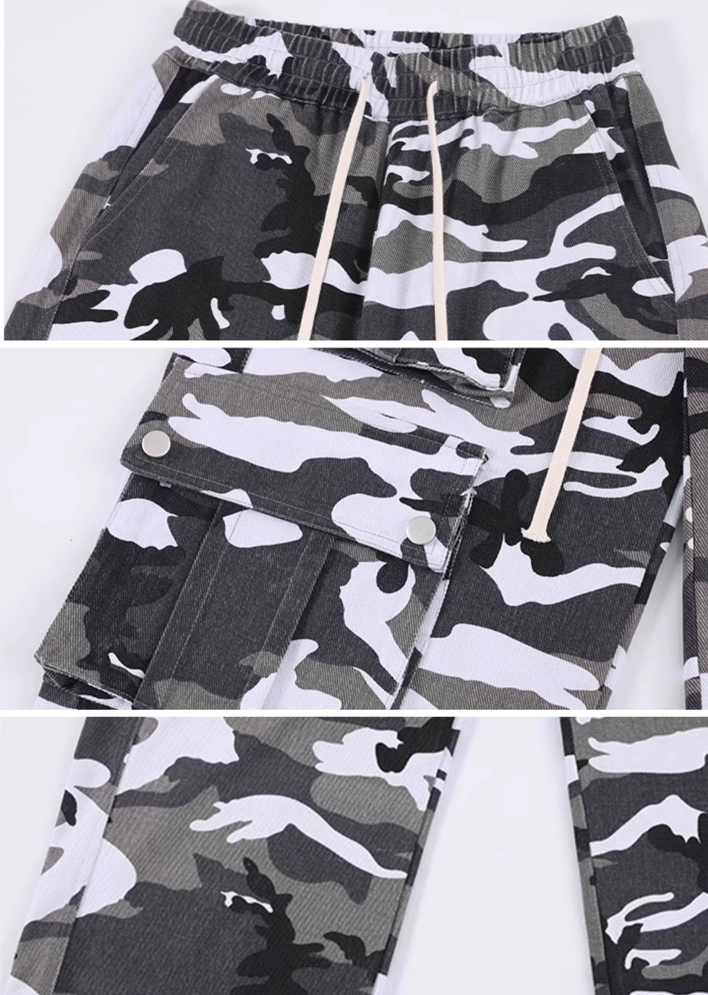 【TR BRUSHSHIFT】Random camouflage design wide silhouette cargo pants  TB0043