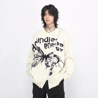 【Mz】One-point zip space-time distortion butterfly design knit  MZ0034