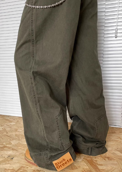 [Apocket] Upside down design gimmick overment denim pants AK0027