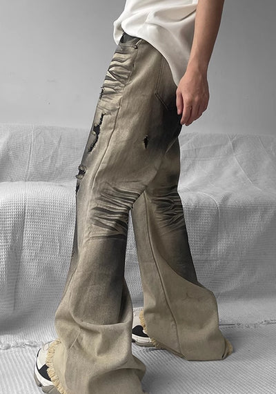 【SHUNP】Random stain wash double color design denim pants  SP0009