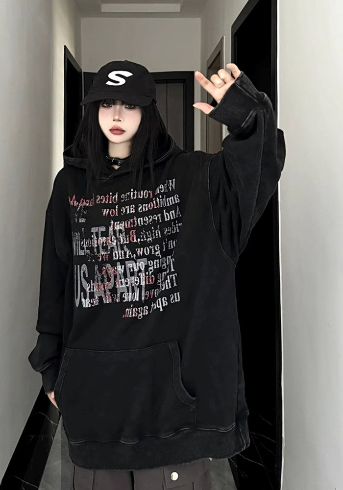 【W3】Multi-front initial design oversized hoodie  WO0084