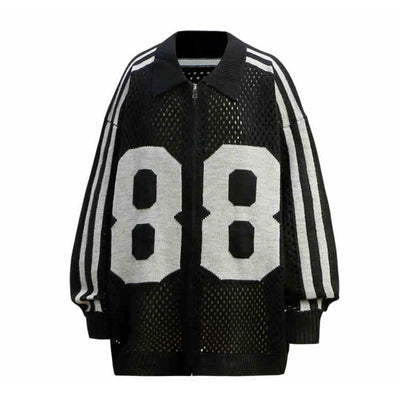 【NIHAOHAO】Double number initial mesh fabric design full zip jacket  NH0171