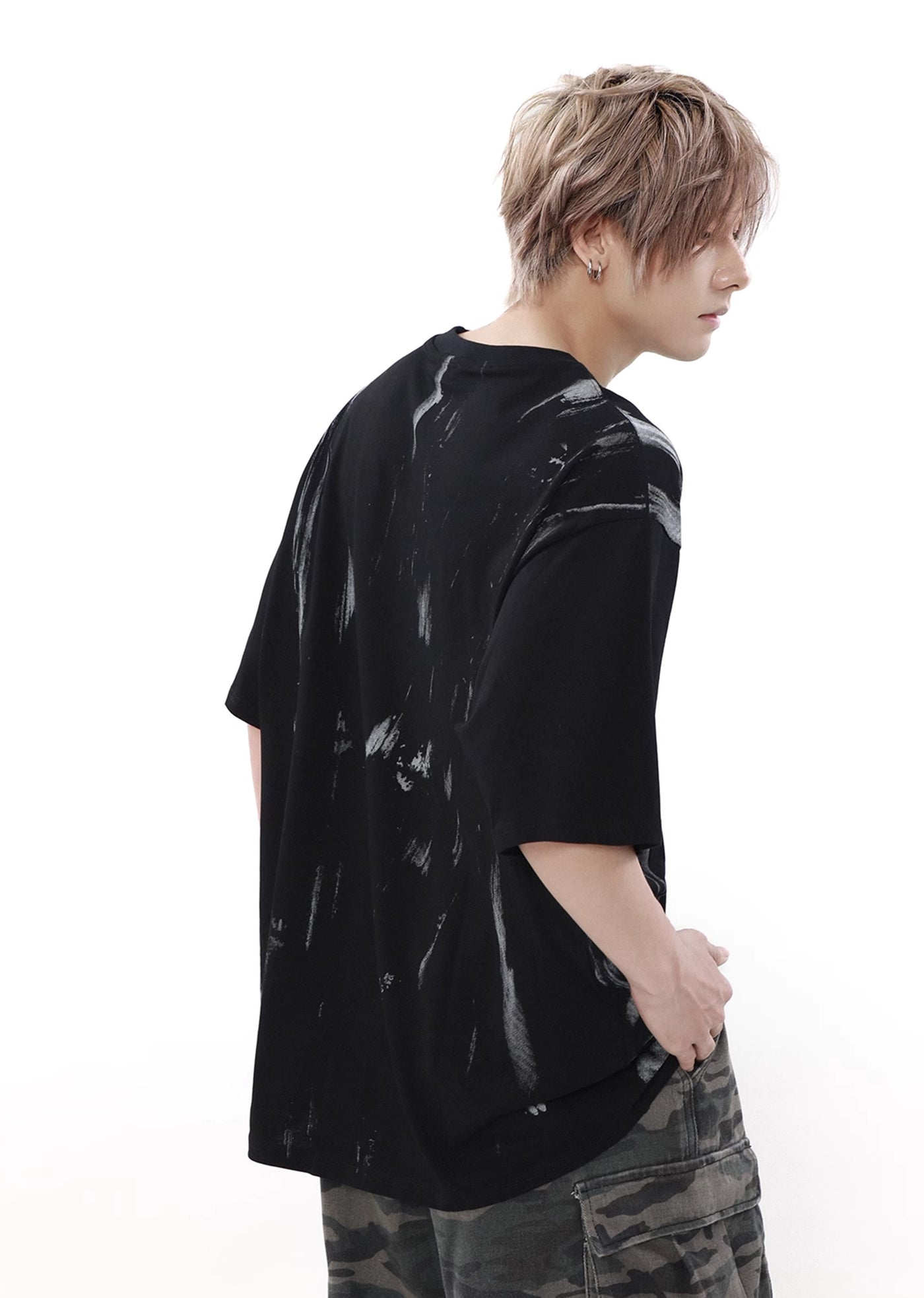 【MR nearly】Overall washed dull finish double collar short sleeve T-shirt  MR0110