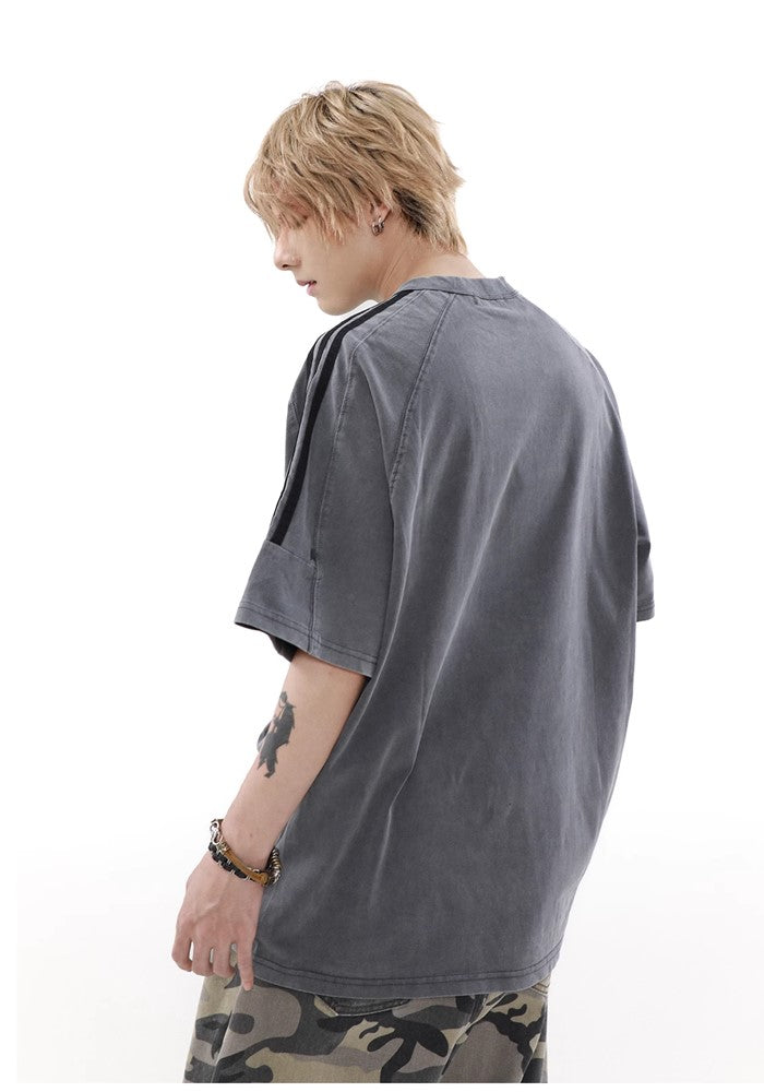 【MR nearly】Grunge washed color design casual short sleeve T-shirt  MR0121