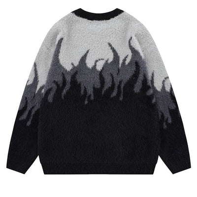 【NIHAOHAO】Flame-style dark color design knit sweater  NH0188