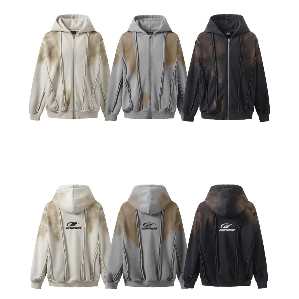 【Mz】Lovely design washed full zip hoodie  MZ0048