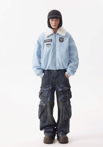 【BTSG】Dull blue wash design cargo denim pants  BS0047