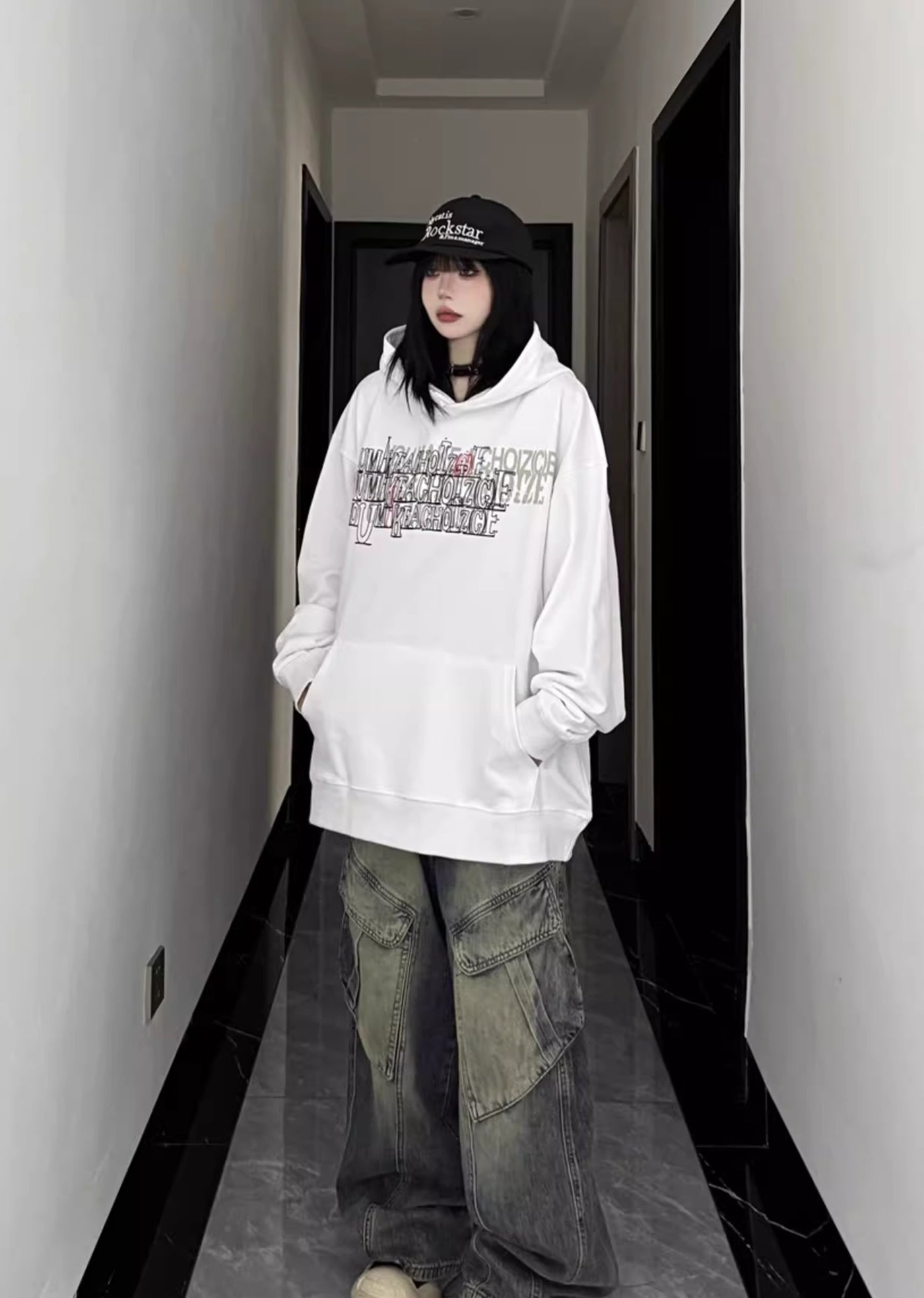 【W3】Basic simple front MUGEN initial design hoodie  WO0078