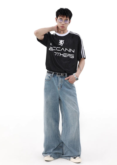 【MR nearly】Monotone sporty casual design short-sleeved T-shirt  MR0114