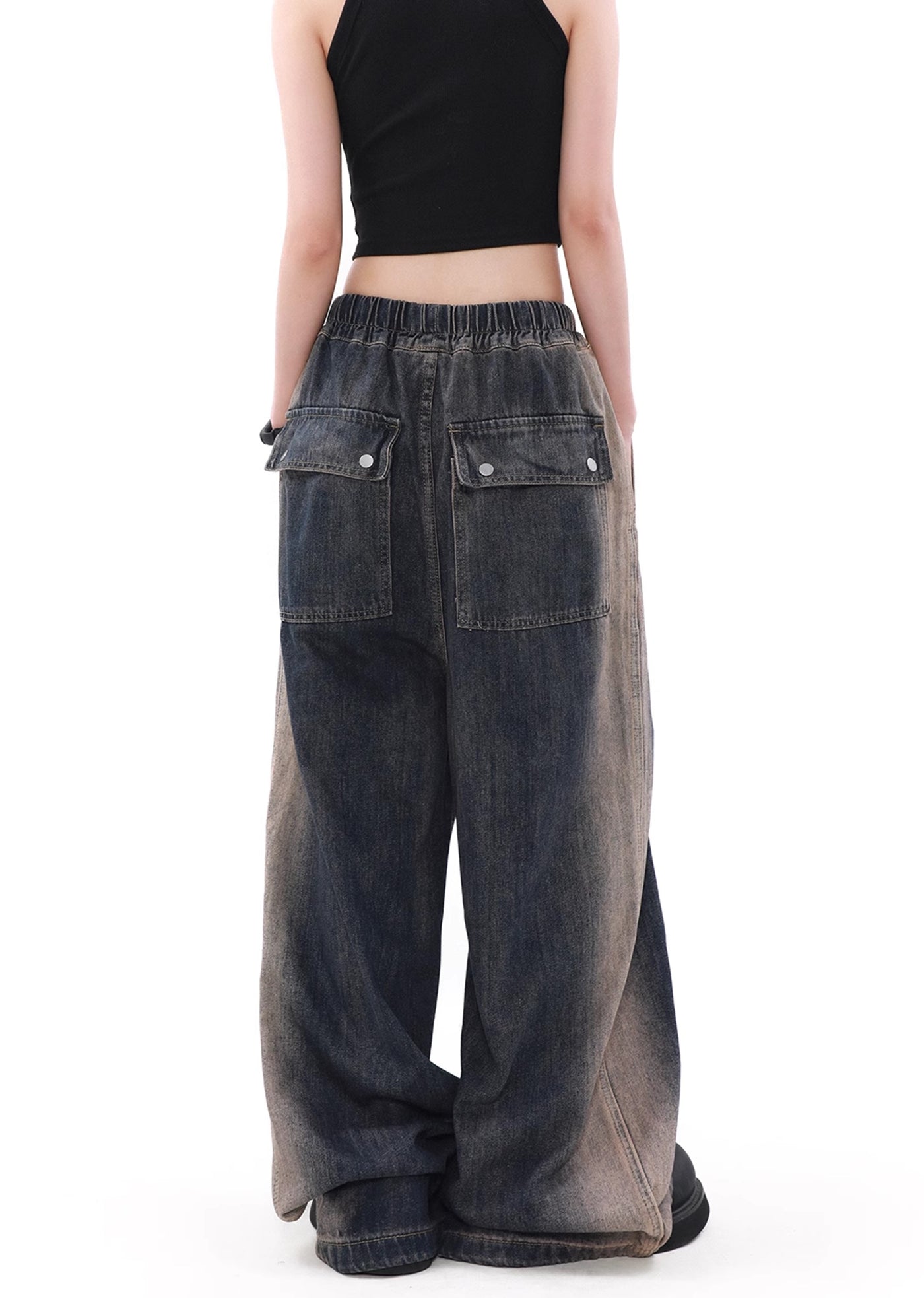 【MR nearly】Dull vintage color elastic waist denim pants  MR0117