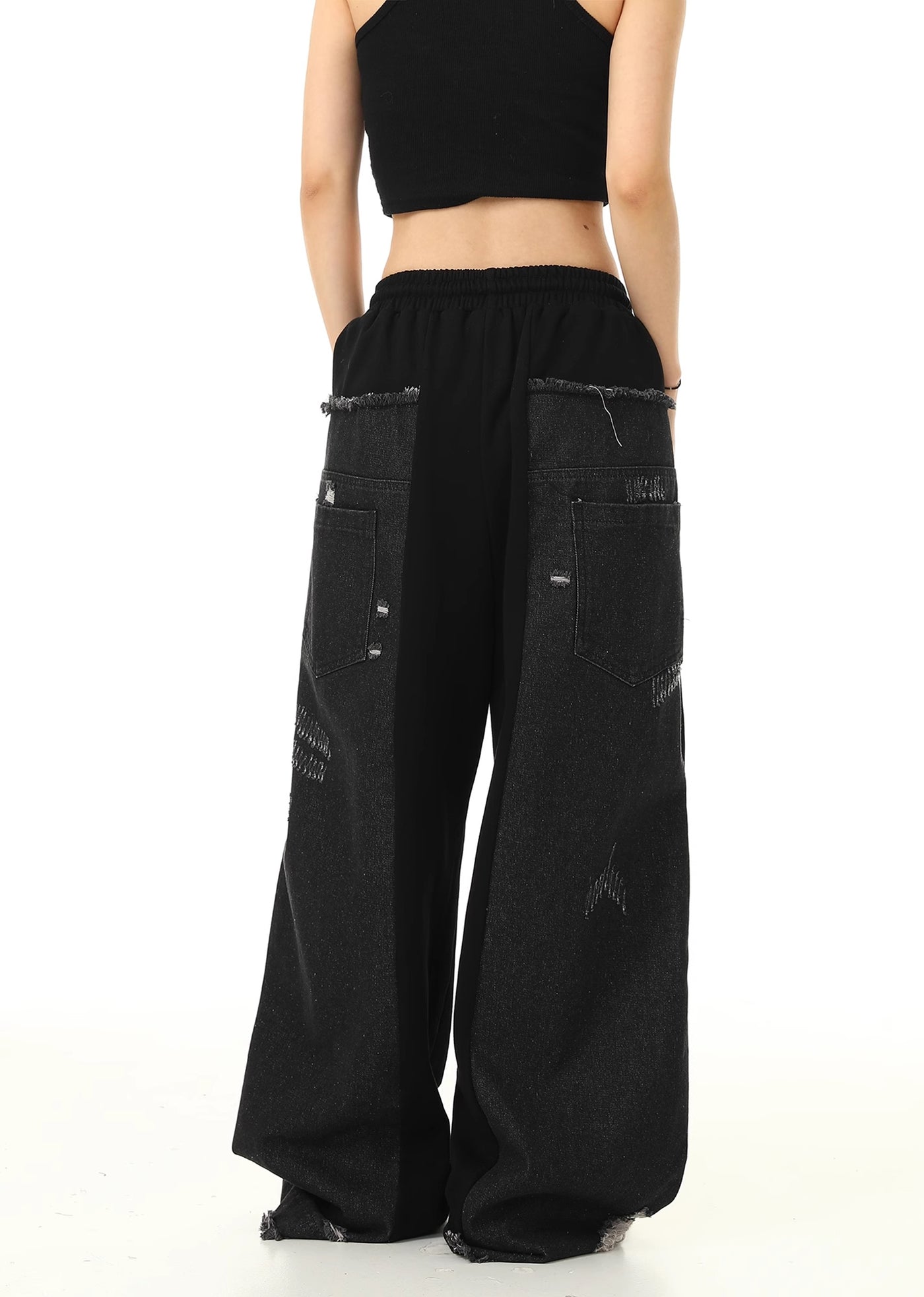 【7/15新作】Denim sweat docking style gimmick design pants  HL3057