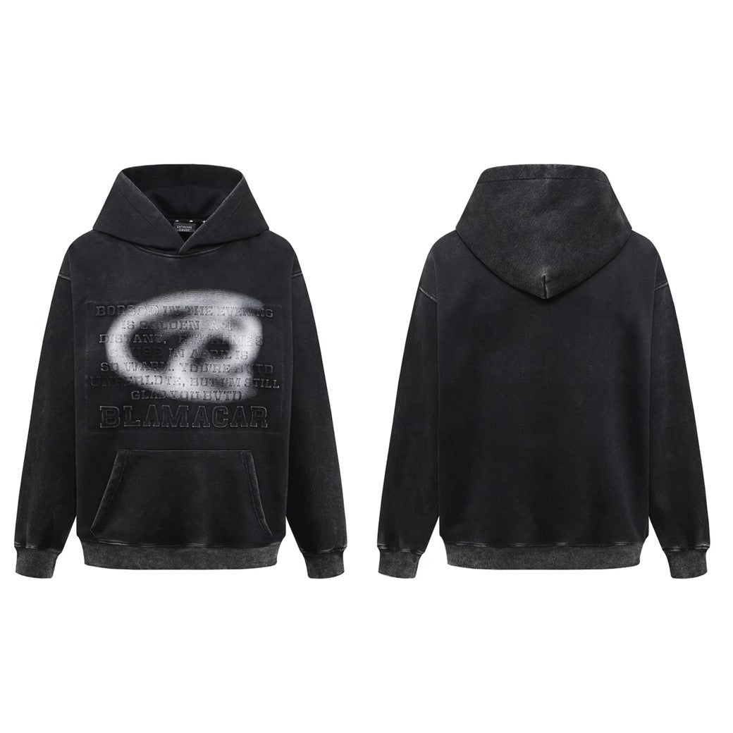 【Mz】Blurred color front logo design simple hoodie  MZ0030