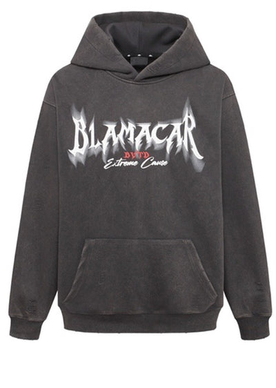 【Mz】Ground initial wide dark color hoodie  MZ0054