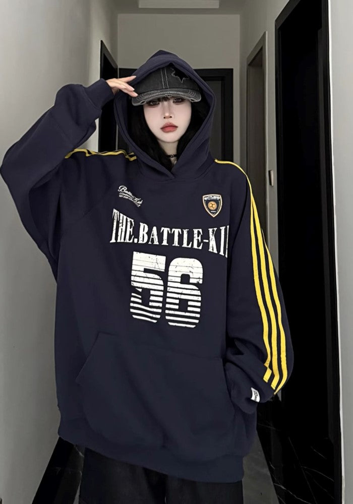 【W3】Front number initial design sporty style hoodie  WO0088