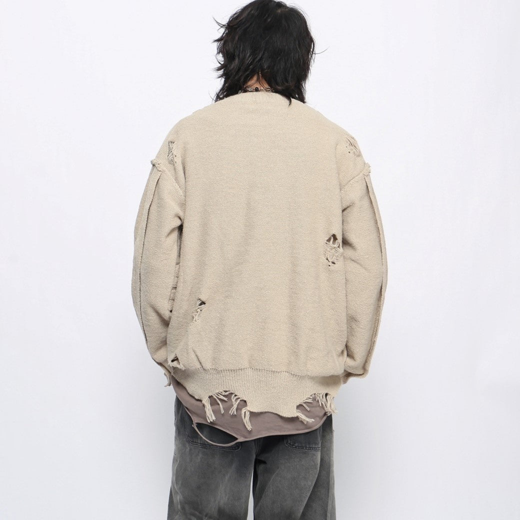 【Mz】Wave line silhouette design loose style knit sweater  MZ0044