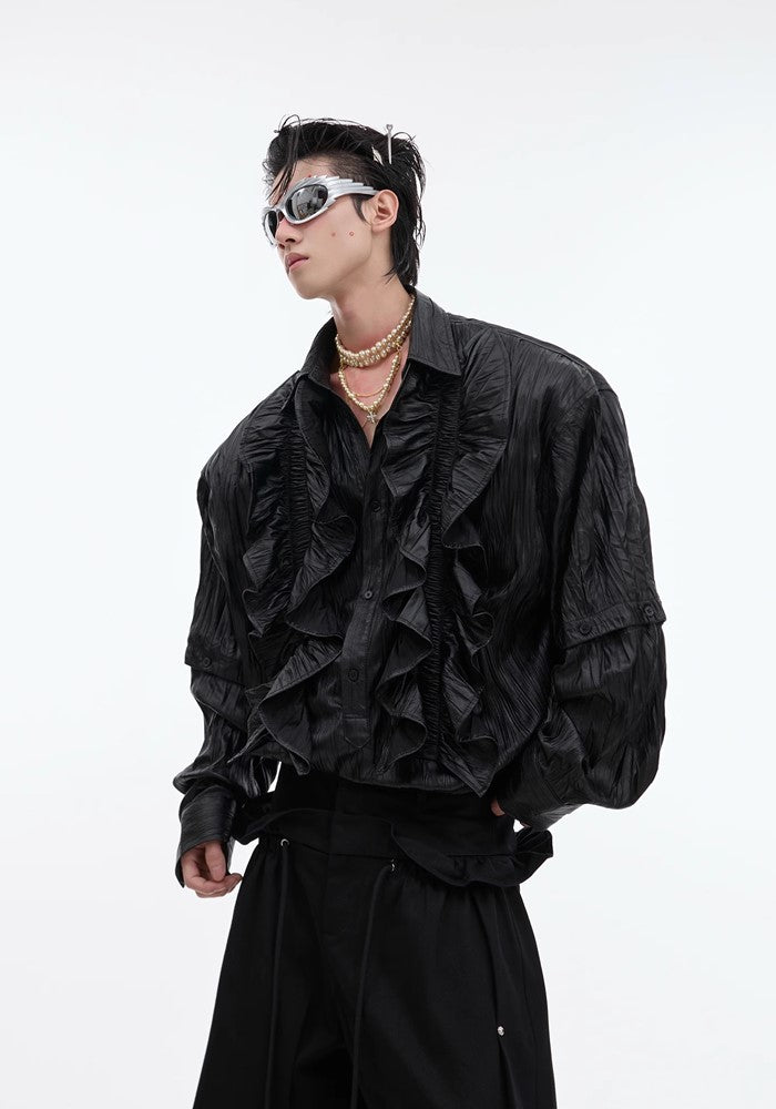 【Culture E】Front ruffle design mode gothic long sleeve shirt  CE0161