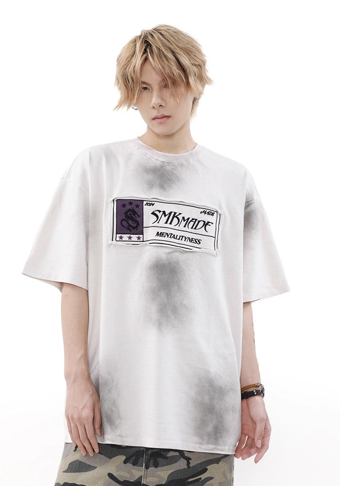 【MR nearly】Fully washed design front point short sleeve T-shirt  MR0119