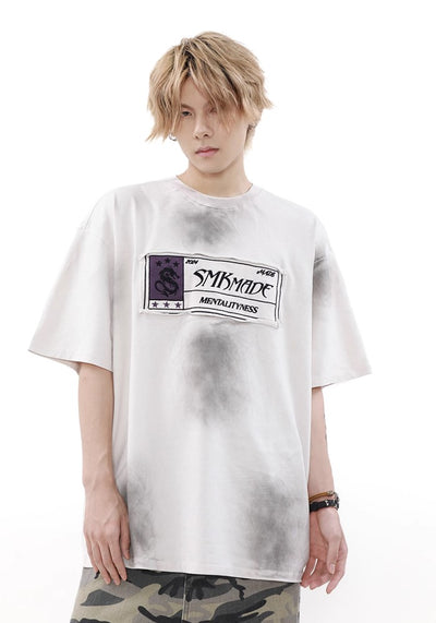 【MR nearly】Fully washed design front point short sleeve T-shirt  MR0119