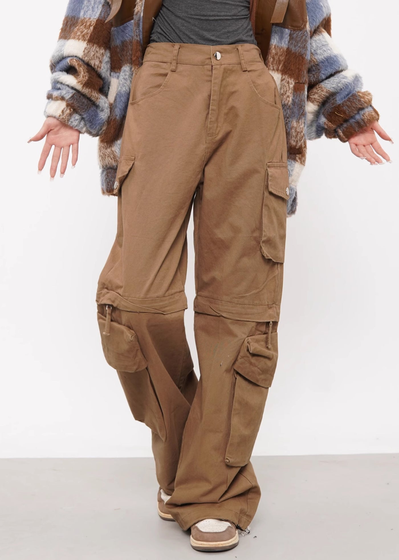 2WAY gimmick design straight silhouette cargo pants  HL3038