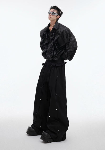 【Culture E】Front ruffle design mode gothic long sleeve shirt  CE0161