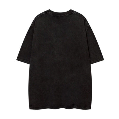 [ReIAx] Simple monotone initial grunge design short sleeve T-shirt RX0012