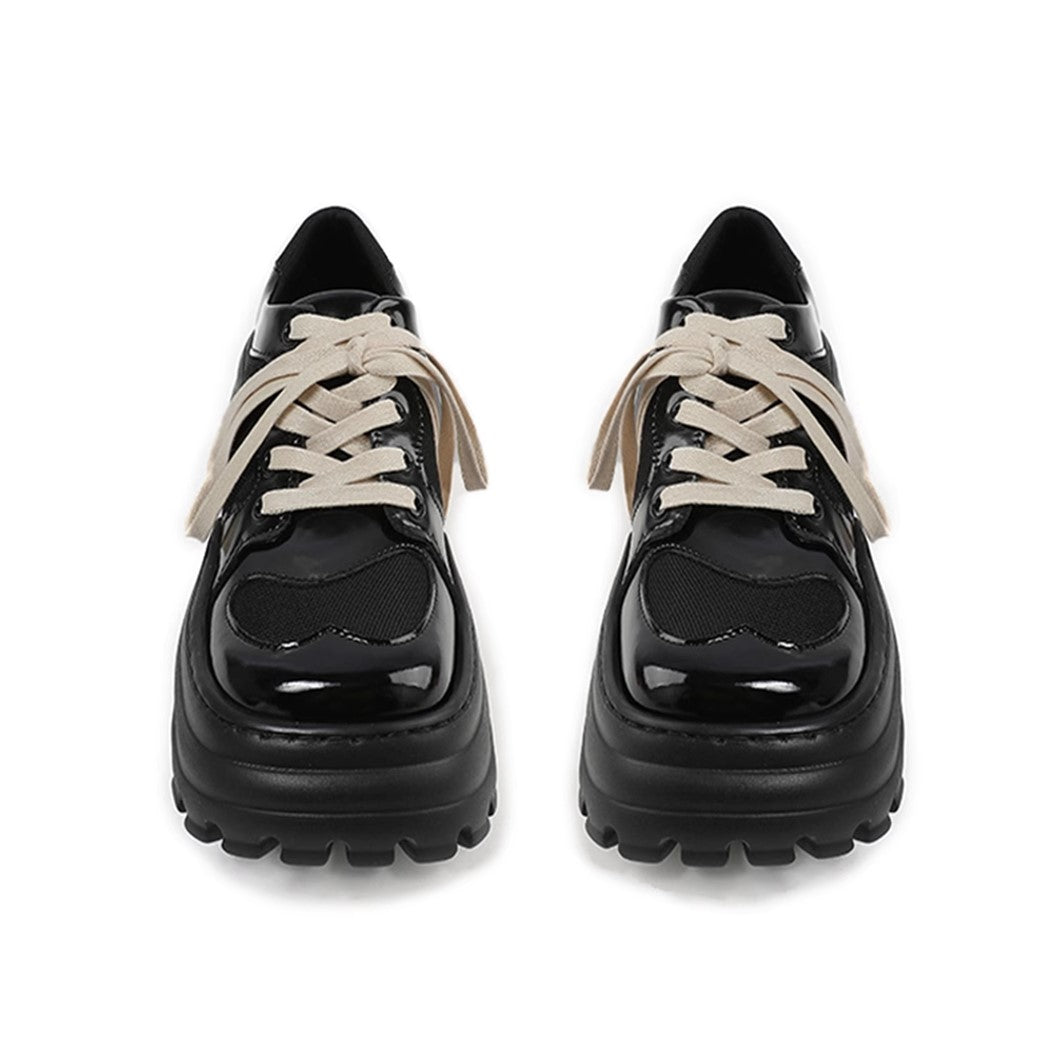 【9/9新作】Thick sole design silhouette glossy monotone color sneakers  HL3084