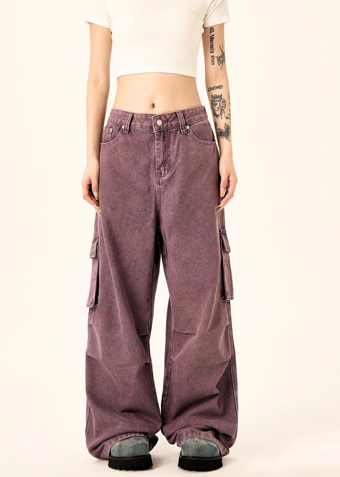 【H GANG X】Basic color design simple cargo denim pants  HX0073