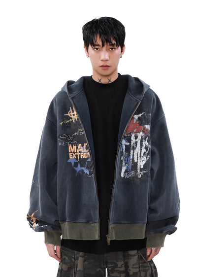 【MR nearly】Myriad Illustrations Active Design Full Zip Dull Hoodie  MR0133