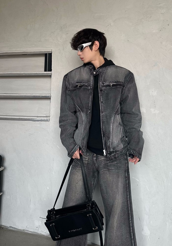 【MARTHENAUT】Dull wash vintage denim style set up  MH0047