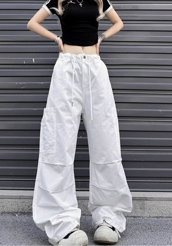 【W3】Simple base color monochrome wide silhouette pants  WO0086