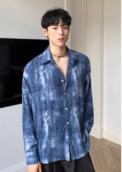 【CUIBUJU】Random dark vivid coloring wash long sleeve shirt  CB0040