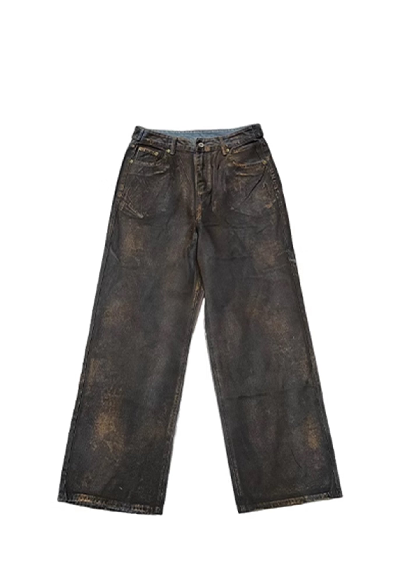 【9/9新作】Vintage Dirt Color Wide Straight Silhouette Denim Pants  HL3089