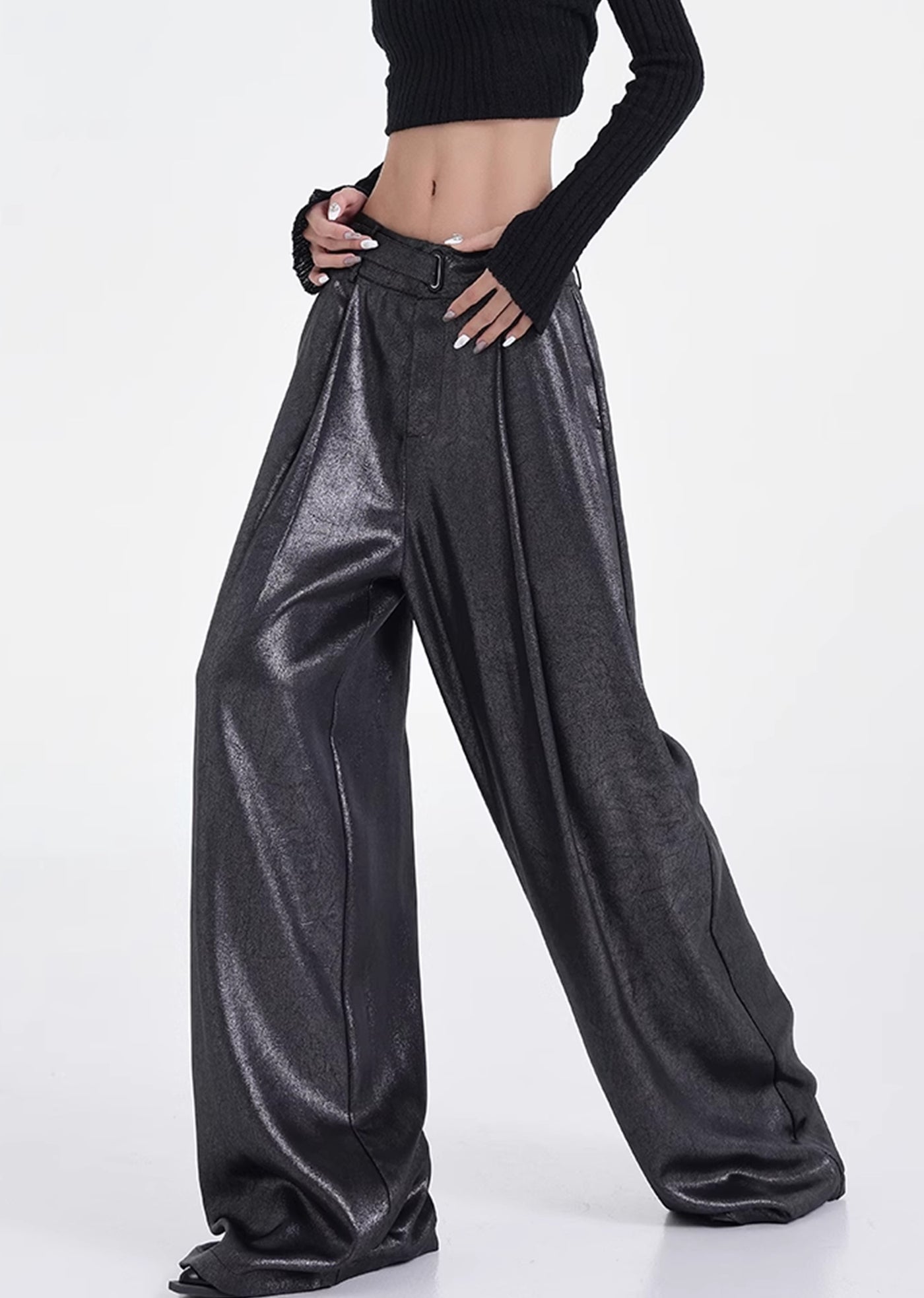 【Ken studio】Special glossy design regular over-wide pants  KS0017