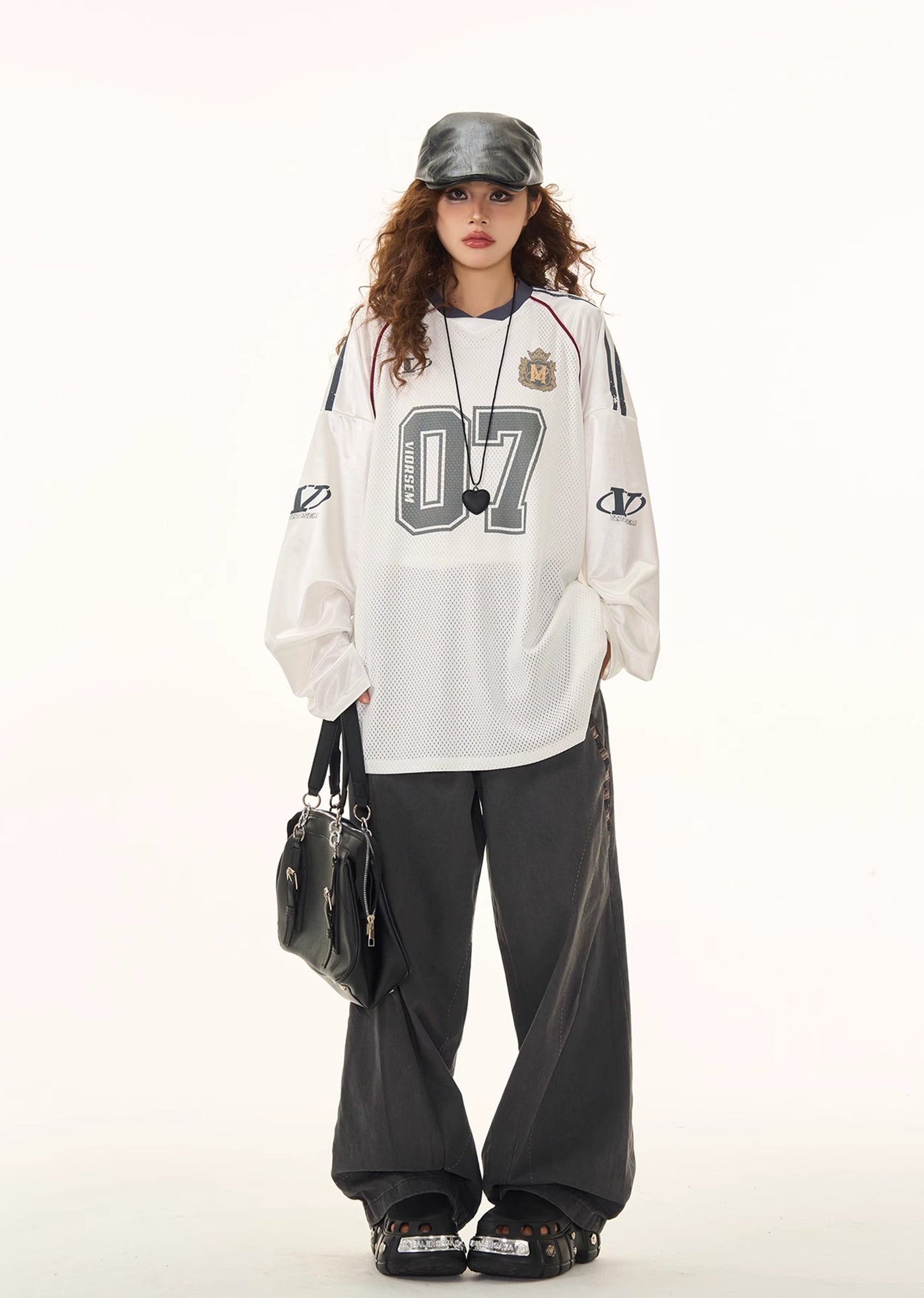 【H GANG X】Front number initial design sporty gaming long sleeve T-shirt  HX0062