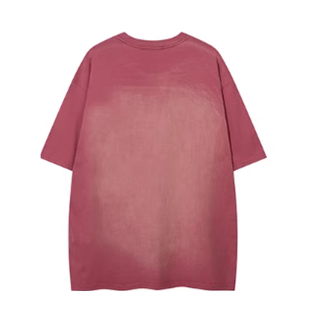 【NIHAOHAO】Pinky initial washed vintage style short sleeve T-shirt  NH0120