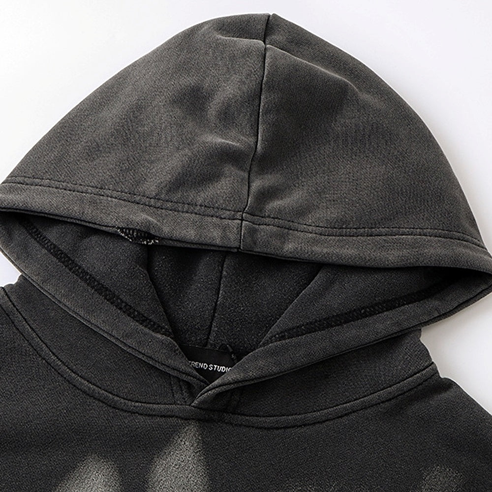 【NIHAOHAO】Front initial wash oversized silhouette hoodie  NH0201