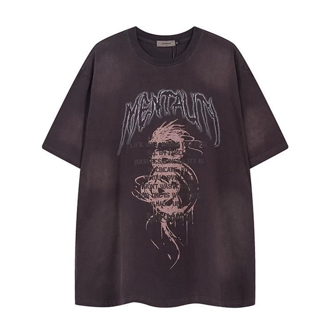 【Mz】Grunge style dull color wash dealer front short sleeve T-shirt  MZ0024