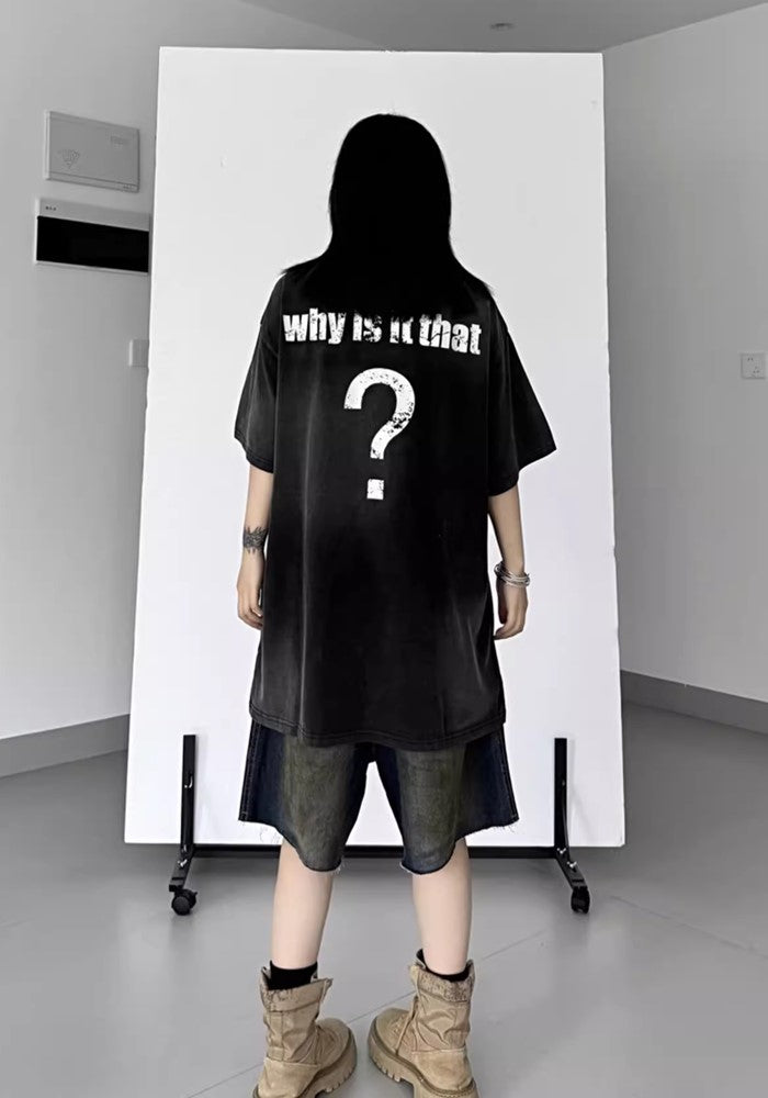 【W3】Front big initial design washover short sleeve T-shirt  WO0064