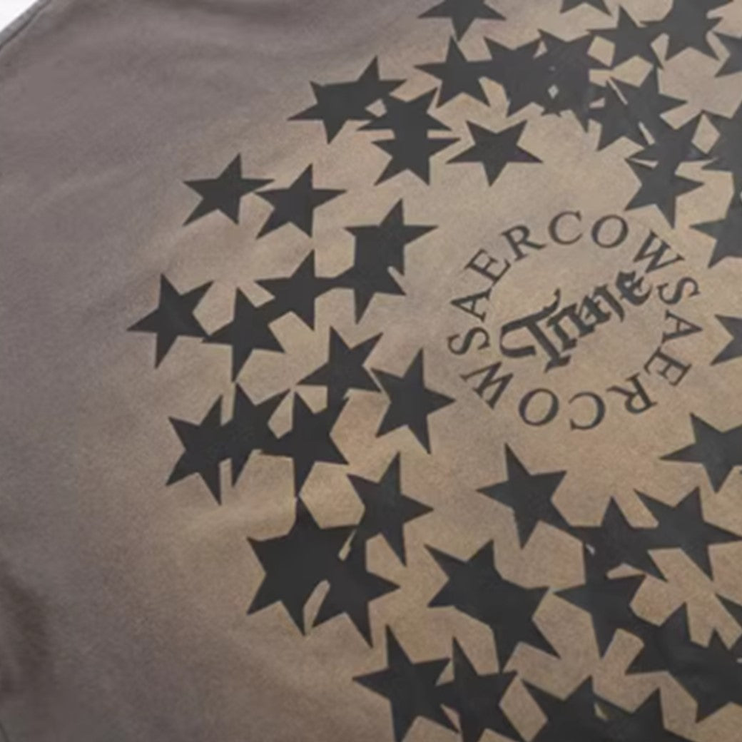 [VEG Dream] Back Star Design Gathered Wash Short Sleeve T-Shirt VD0236