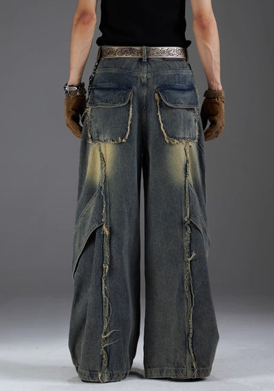 【NOMANIAI 】Grunge street style wash design denim pants  NA0001