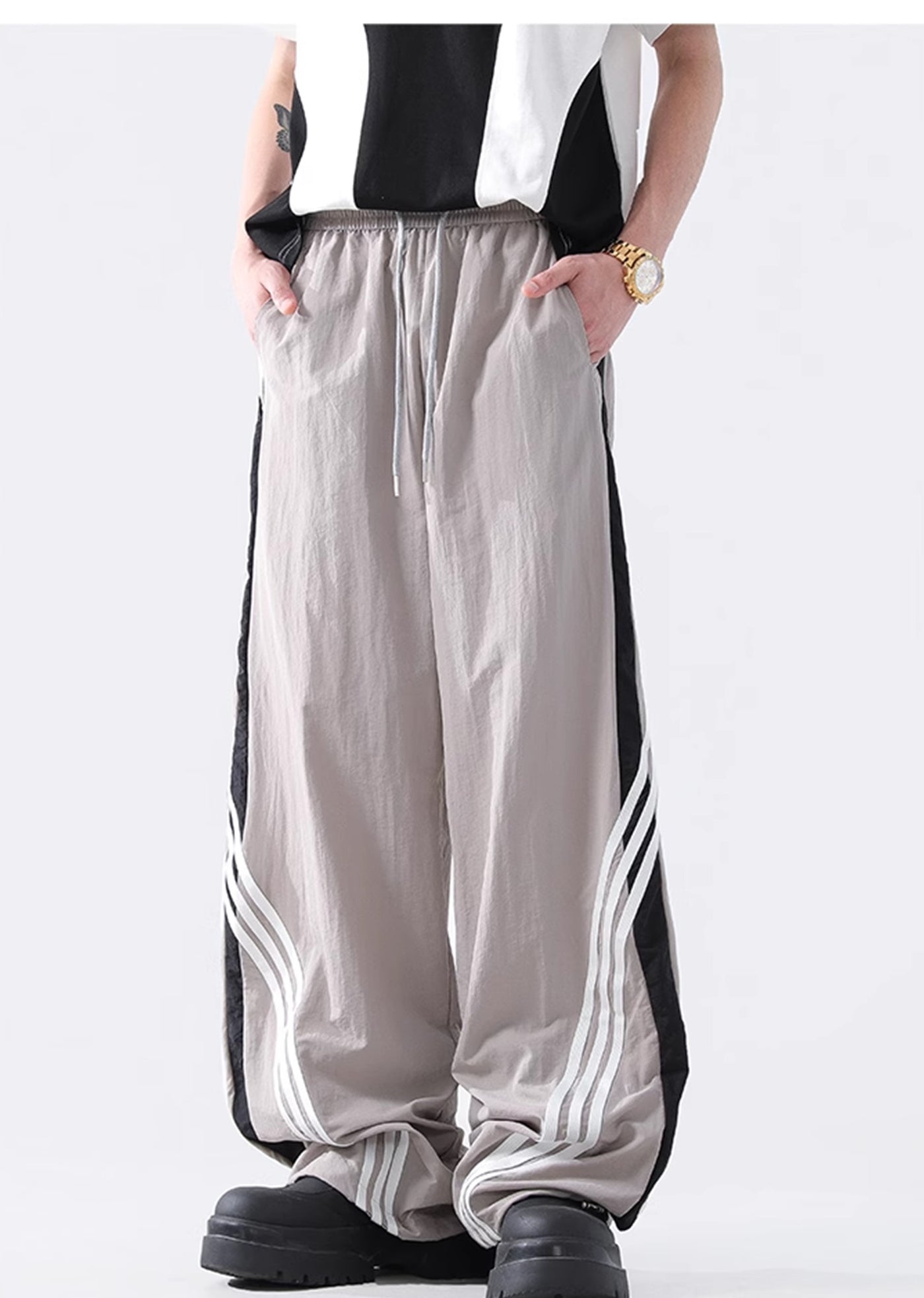 【ACRARDIC】Monotone sporty casual wide natural pants  AI0019