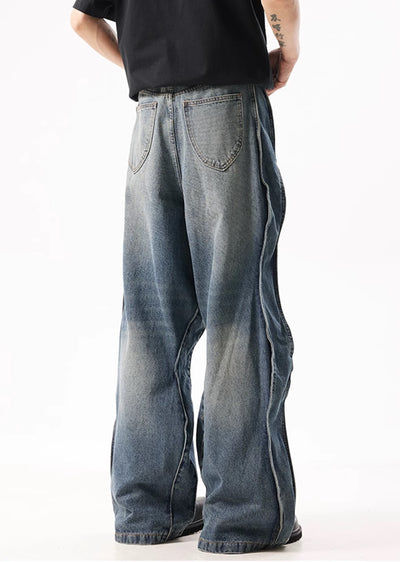 【ACRARDIC】Unique side design line basic blue denim pants  AI0014