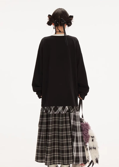 【Eleven shop97】Check design special silhouette design skirt  ES0029