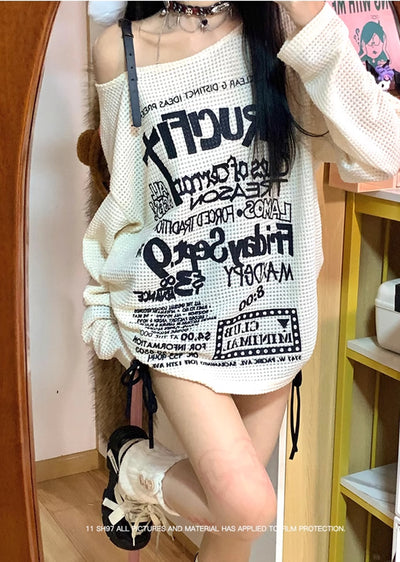 【Eleven shop97】No-shoulder design monotone color long sleeve T-shirt  ES0024